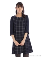 Aラインスカラップカットワンピース/ネイビー