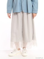 チュールレースフラワーコード刺繍パンツ/ライトグレ-