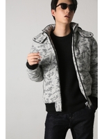 【AZUL by moussy】ニットJQDカモフラ中綿ブルゾン/GRY