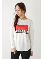 【AZUL by moussy】ラウンドヘムBOXロゴ長袖T/O/WHT