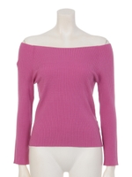 オフショルリブニット/ホワイト