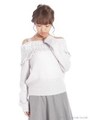 レースアップオフショルニット/アイボリー