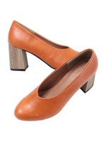 配色フレアヒールパンプス/ブルー