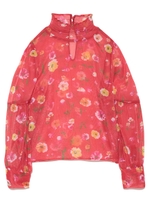 ぼかし花柄シフォントップス/BLK