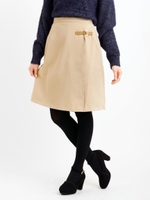 ベルト付巻き風スカート/L/グレー