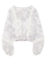 ペイズリープリントブラウス/BLK