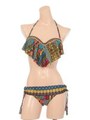 【nuckle market second story】エスニックプリントバンドゥビキニワイヤー入り/レッド