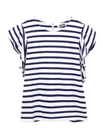 STRIPED RUFFLE SLEEBE TOP/ホワイト