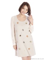 ジュエル長袖ワンピース/ブルー