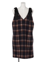 リボン付チェックジャンスカ/グレー