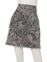 【mystic】ゴブラン花柄フリンジスカート/BEI