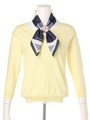 スカーフ付Vニット/ライトイエロー