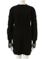 レースドッキングニットワンピース/ブラック