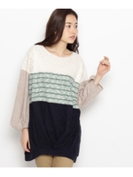 レースブロッキングチュニックワンピース/グレー(012)