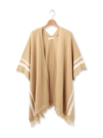 ラインフリンジニットポンチョ/グレー(012)