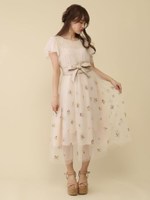 フラワーチュールワンピース/ベージュ