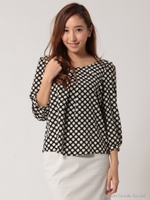 ドットデシンブラウス/ブラック