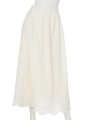 裾スカラップ刺繍ロングスカート/オフホワイト