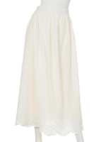 裾スカラップ刺繍ロングスカート/オフホワイト