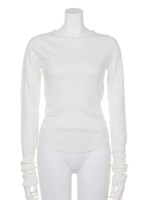 GATHER SLEEVE KNIT/WHT