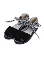 ギンガムレースアップサンダル/ピンク