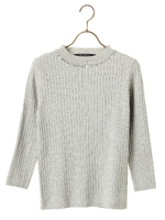 ビジュー付きワイドリブニット/ネイビー