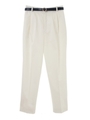 ベルト付タックロングパンツ/オフホワイト