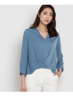 〔洗える〕マットサテンブラウス/オフホワイト(003)