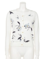 布帛プリント柄ニットカーデ/ネイビー