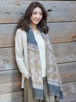 麻混 片畦裏目使いプルオーバーXアフリカンストール/オレンジ