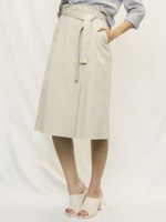 【洗える】TCツイルラップ風スカート/ネイビー