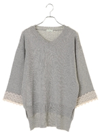 レースポイントスリーブニットチュニック/杢グレー