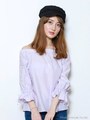 袖刺繍オフショルブラウス(ラベンダー)/ラベンダー
