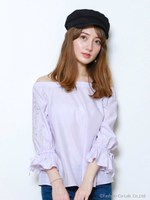 袖刺繍オフショルブラウス(ラベンダー)/ラベンダー