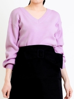 バックリボンVプルオーバー/パープル