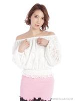 レースオフショルTOPS/ホワイト