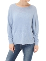 【AZUL by moussy】エアリーコットン片畦ボートネックVプルオーバー/O/WHT