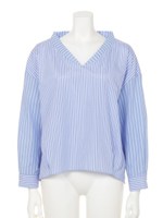 【Omekashi】スタンドカラープルオーバー/ブルー