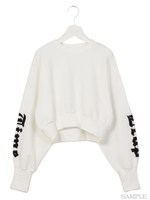 もこもこロゴスリーブトレーナー/ホワイト