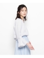 フリルスリーブブラウス/ブルー(092)