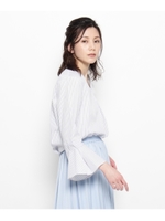 フリルスリーブブラウス/ブルー(092)