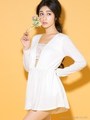 CUT SEW FLARE　ROMPERS/WHITE