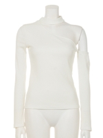 ネック付きワンショルトップス/ホワイト