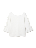 《EDIT COLOGNE》リボンベルフレアーカットソー/ブルーグレー(110)