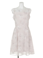 フロッキー花柄プリントフィット＆フレアワンピース/イエロー