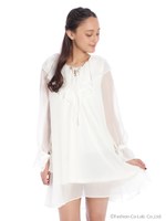 フロントスピンドルシフォンワンピ/ホワイト