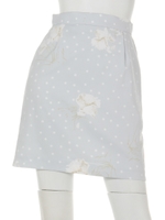 レトロドット花柄タックタイトスカート/ブルー