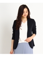 重ねデザインノーカラージャケット/ブラック(019)