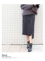 アシンメトリースウェードスカート/ブラック