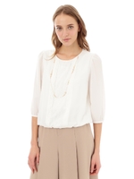 シフォンレースコンビブラウス/ブルー(110)